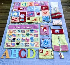 Cocalo Alphabet Soup Crib Set Comforter Sheet Bed Skirt Wall Hangings Plus More