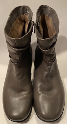 Array Erin Lambskin Leather Ankle Boots Side Zipper Rubber Sole Taupe Women 9.5