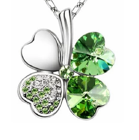 CHROME HEARTS Collana in argento sterling 925 pendente patrick celtico trifoglio verde irlandese 22"