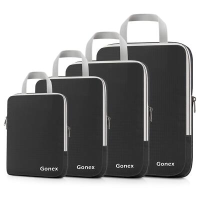 	Gonex Compression Packing Cubes 4Pc Expandable Storage Travel Luggage Bags B...