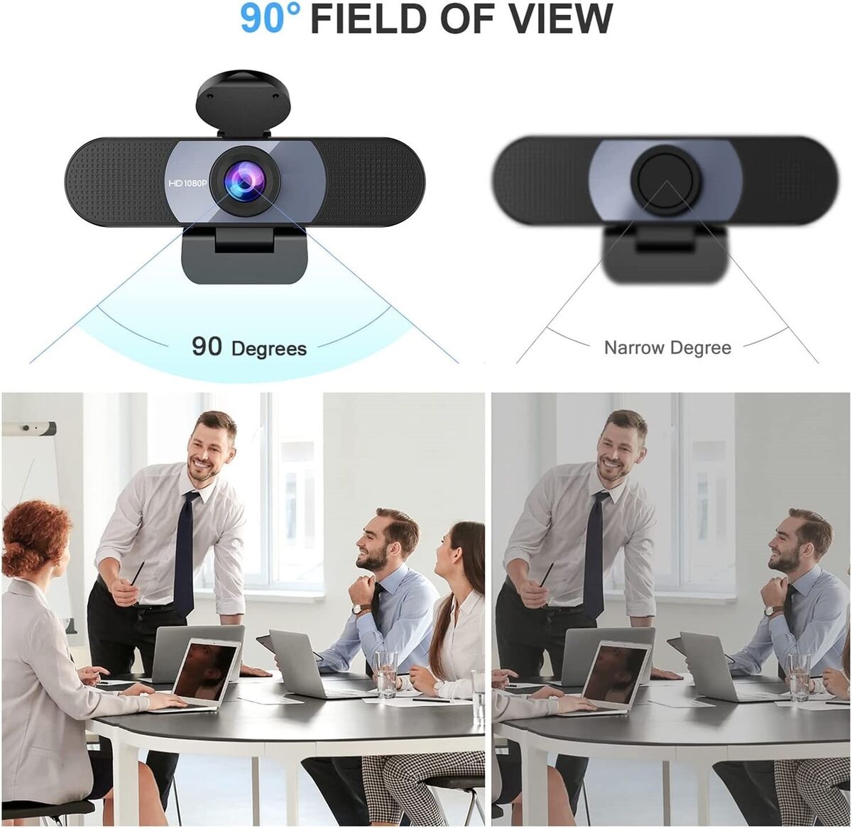 Cámara web con micrófono, Hrayzan 1080P HD Webcam con cubierta de  privacidad y trípode, cámara web para ordenador con gran ángulo de visión  de 110