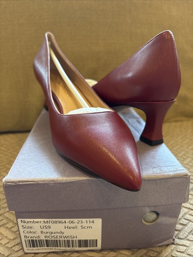 Red Roserwish Womens Pointed Toe Office Casual Matte Slip On 2 inch Pumps Shoes
