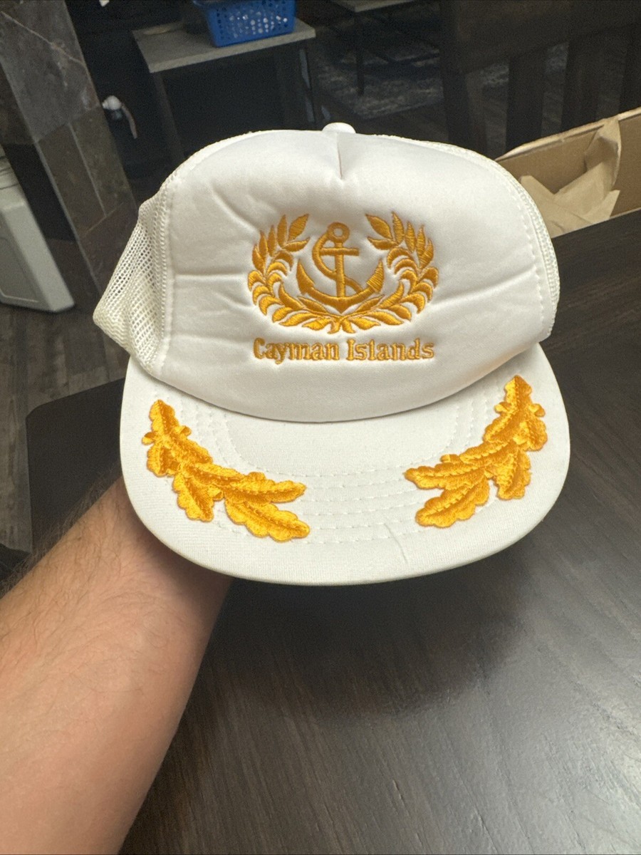 Vintage 1990s Cayman Islands Gold Leaf Embossed White