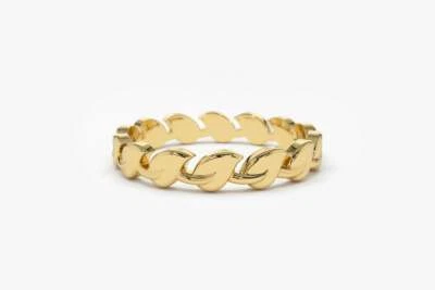 Blättchen Goldring aus 14K 585er Gold Band Designer Rosegold Weißgold Gelbgold - Bild 1 von 4