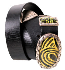 VINTAGE BLACK GENUINE LEATHER 1.25"Wd HOOK BUCKLE CASUAL WOMEN'S BELT Sz M G74