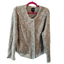 Nic + Zoe Zipper Texture Tweed Jacket Grey Size 2x