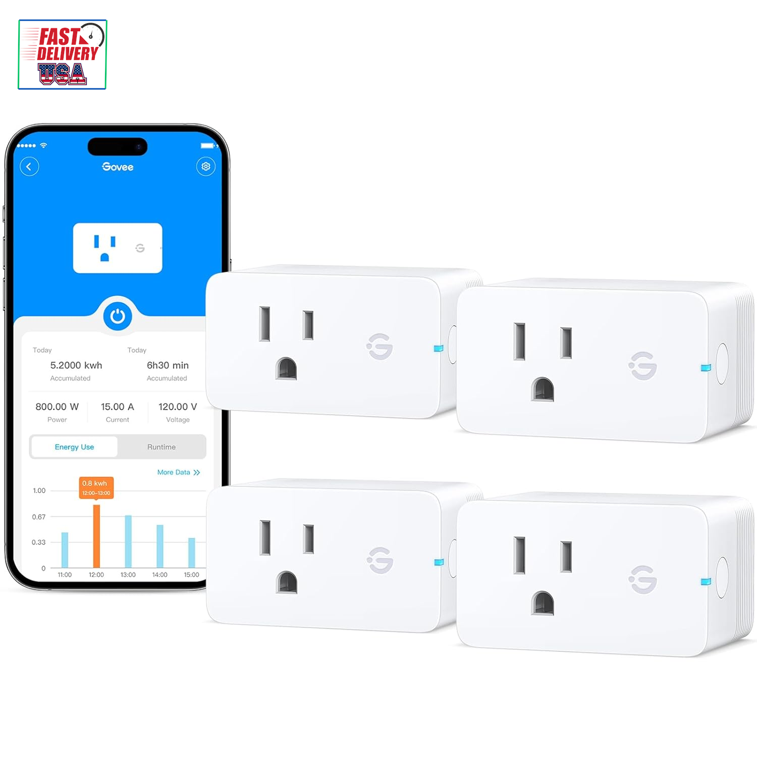 Smart Plug with Energy Monitoring, Wifi Bluetooth Plug Work with Alexa and Googl-image