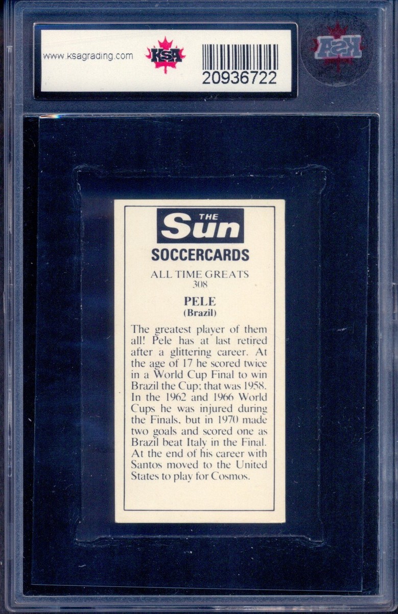 1979 The Sun Pele Soccer Card #308 Pele 1958-62-1970 World Cup Win
