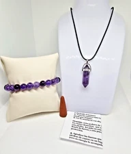 AMATISTA CUARZO COLLAR Y PIEDRA / AMETHYST QUARTZ PARA PROTECCION FORTUNA EXITO