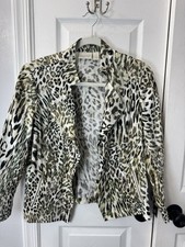 Chicos 3/4 Length Sleeve Linen Animal Print Jacket Size 1