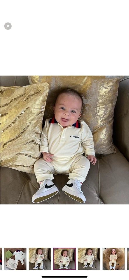 Mono Gucci Bebé Con Gorro Bordado Tigre Crema Niños Foto 4 de 4