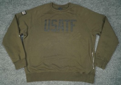 Nike Sweatshirt Mens 2XL Green USATF Track & Field Fleece Crewneck Zip Pocket