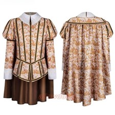 Medieval Men's Tudor Dynasty Noble Prince Uniform Cosplay Costume Top Cloak Set