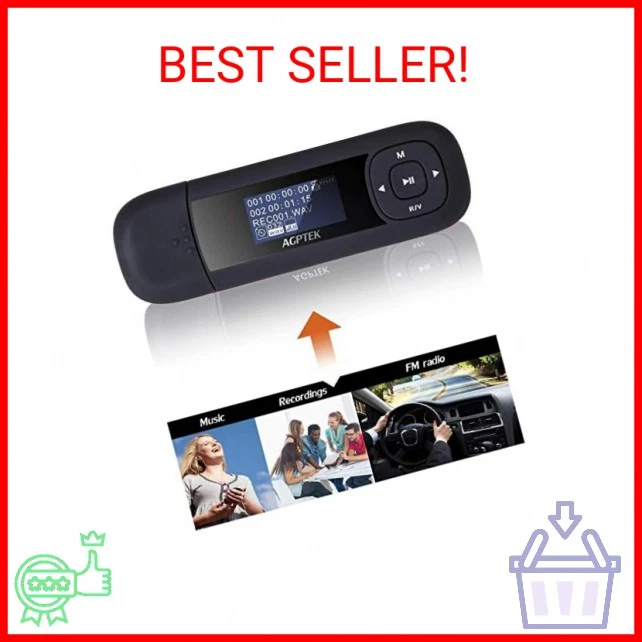 AGPTEK U3 USB Stick Mp3 Player, 8GB Music Player Supports Replaceable AAA Batter - Image 2 of 2