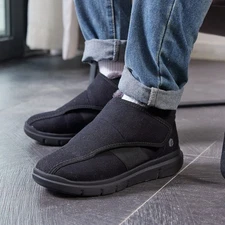 FitVille Men Winter Ankel Boots Slip-on Diabetic Shoes for Swollen Feet 4E Width