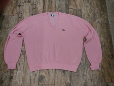 Izod Lacoste Men  s Pink V Neck Sweater Long Sleeve Size XL Vintage