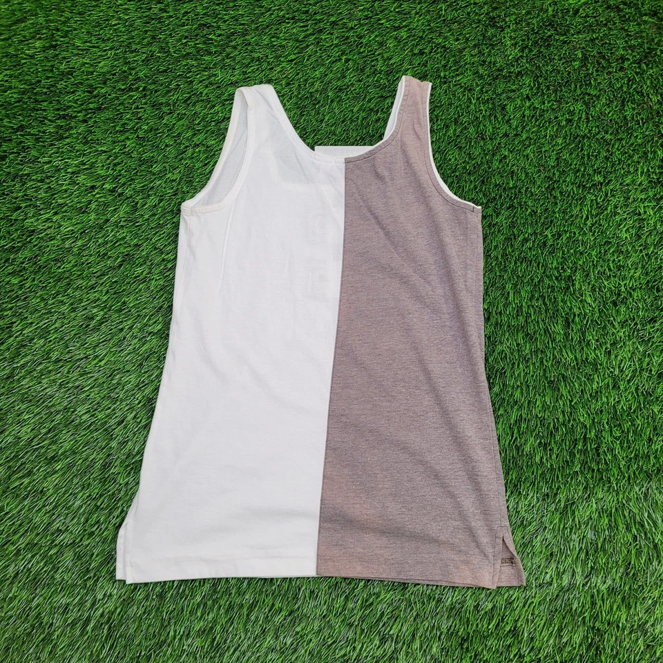 Vintage 90s MOD Colorblock Tank-Top Women P XS/S 15x24 White - Image 2 of 4