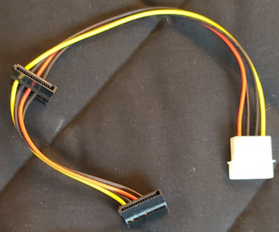 SATA Cable Adapter Molex (4 PIN) to 2 x SATA 15 pin Right Angle 21 inches