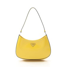 PRADA Cleo Shoulder Bag Brushed Leather Yellow Gold Hardware #RC2462