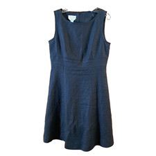 Talbots Classic Irish Linen Black Lined Sheath Dress Size 10 Petite
