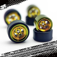 WAVEIST 1/64 Wheels for Model Cars with Electroplating Yellow Spoke with Elec...
