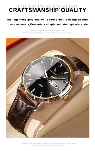 Reloj Pulsera Hombre Cuarzo Impermeable Hombre Cuero Reloj Luminoso Calendario - Imagen 11 de 27