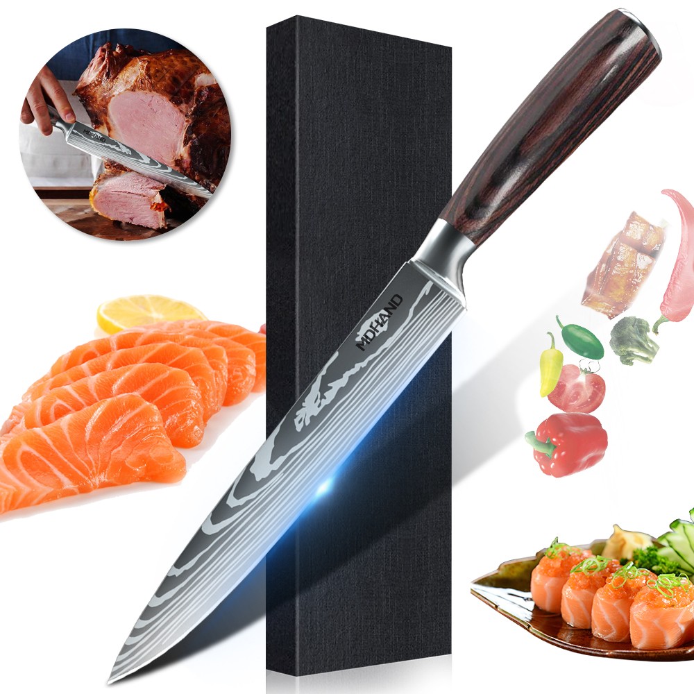 Kitchen Knife Damascus Asian Chef Butcher Cleaver Chopping Meat Stainless Steel