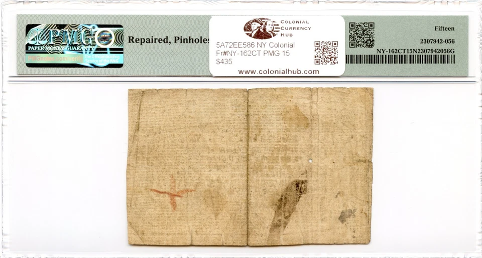New York Colonial Note Fr#NY-162CT February 16, 1771 10s PMG F-15 *Counterfeit* - Image 2 of 2