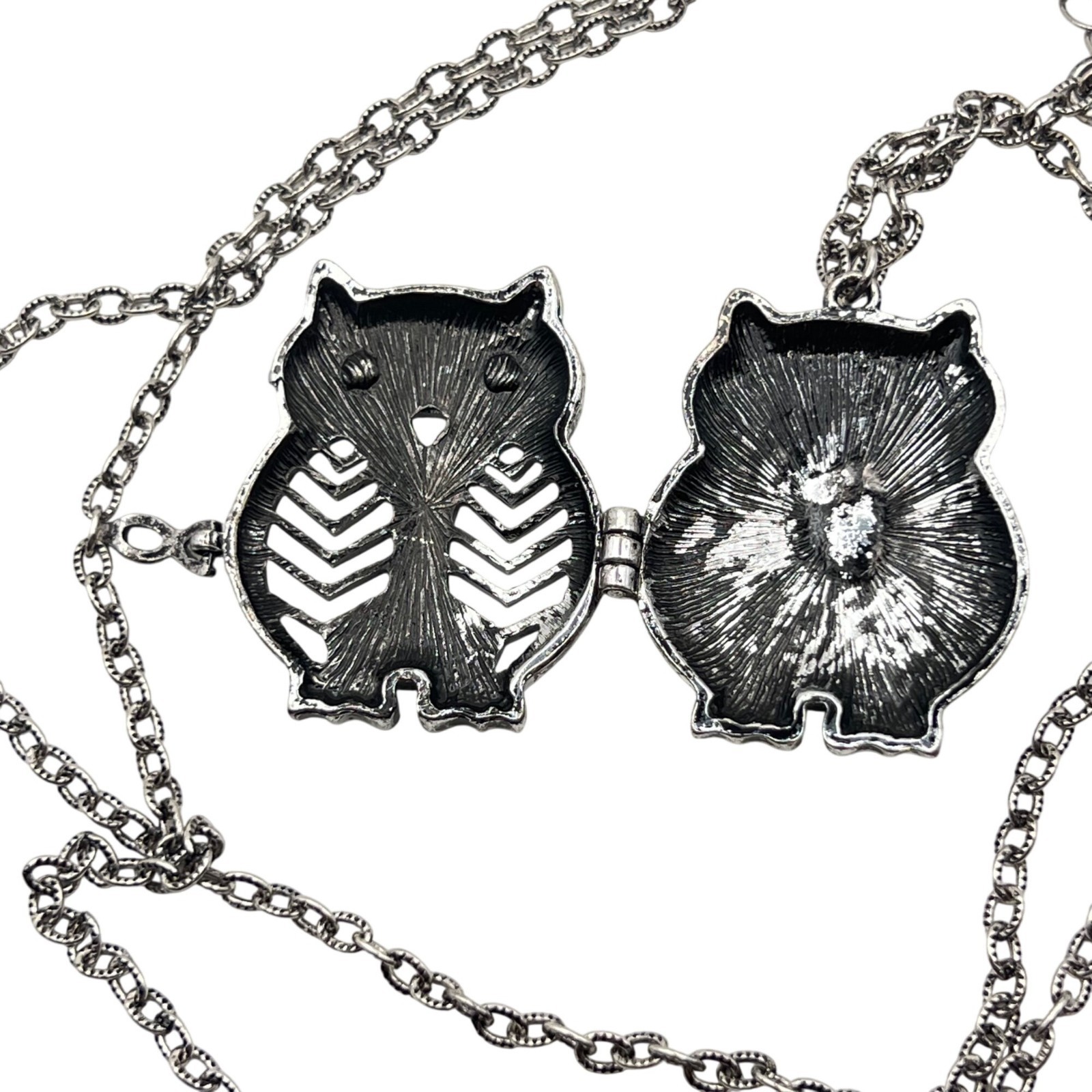 Owl Locket Necklace Aromatherapy Diffuser Silvert… - image 6