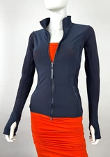 Adidas by Stella McCartney 2 US 38 IT XS Blue Stretch Zip Jacket Coat Activewear