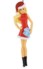 Hallmark 2025 Mattel Holiday Barbie Ornament Red Dress Santa Hat- New