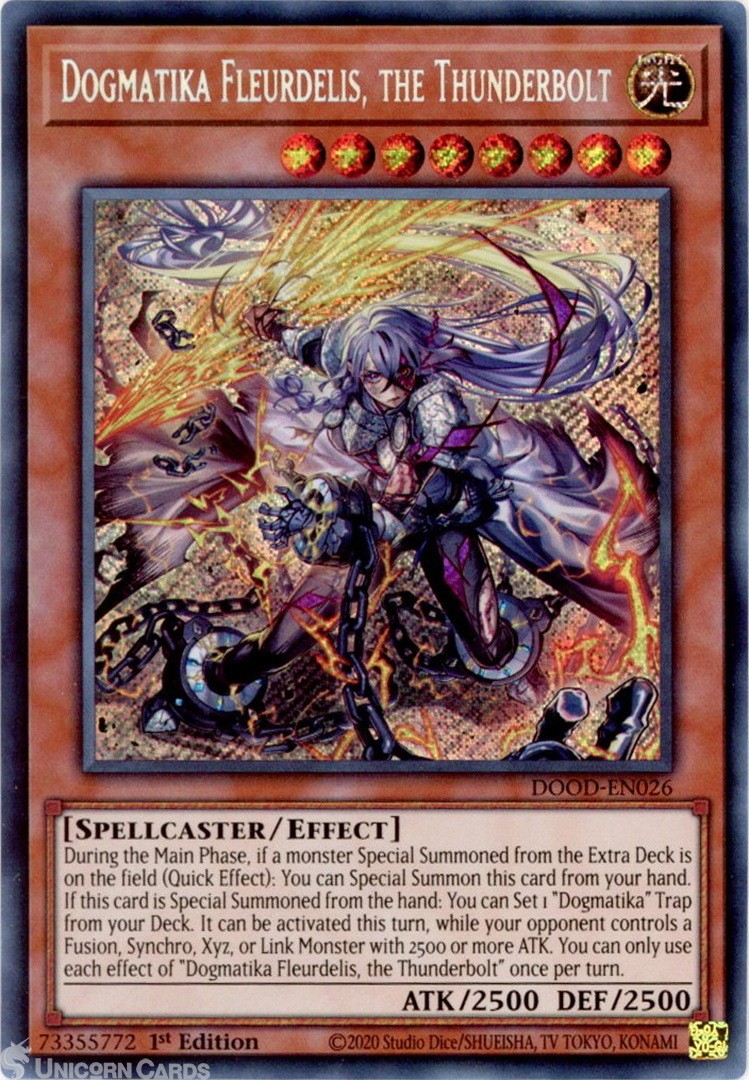 DOOD-EN026 Dogmatika Fleurdelis, the Thunderbolt : Secret Rare 1st Edition Mint
