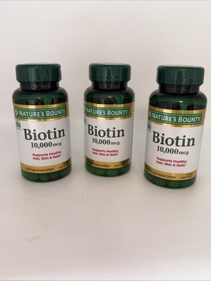 3 X Nature's Bounty Biotin 10,000 mcg Rapid Release Softgels 360 Total Jan/2028