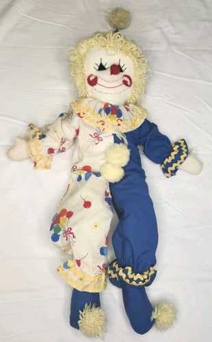 Vintage Raggedy Ann Clown Doll with Heart & Blonde Wig Unique  23 inches tall