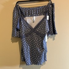 2-Pc Laura Ashley Pink Navy Floral Lace Cami Top  Shorts Pajama Set Wms L
