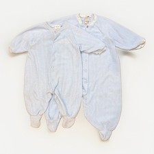 Vintage Baby Dior Footed Sleeper Baby Set Of 2 Blue Terry Cloth Luxury Designer