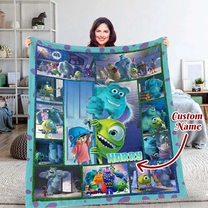 Personalized Monsters, Inc Blanket, Disney Blanket, Custom Name Fleece Blanket