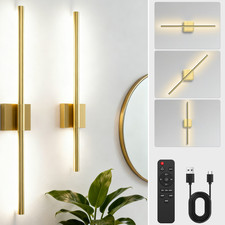 Battery Operated Wall Sconces with Remote Set Rechargeable Dual-head Wall Light