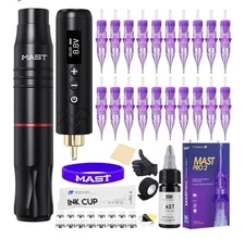 Mast Tour2 Wireless Tattoo Kit 500mAh Battery 2.8mm Stroke Cartridges Ink Sealed