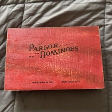 Vintage Parlor Dominoes J Pressman  Co. 1926 Wooden Set with Wood Case