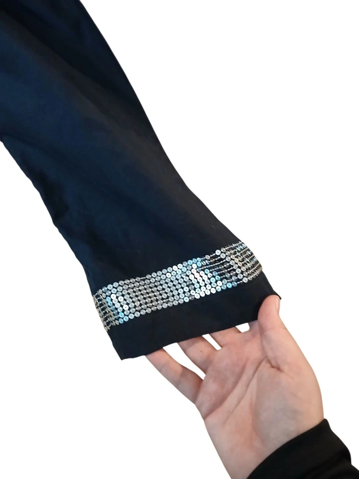 Blusa túnica azul seda Alfani mezcla algodón lentejuelas plateadas mujer plus 16W... Foto 3 de 4