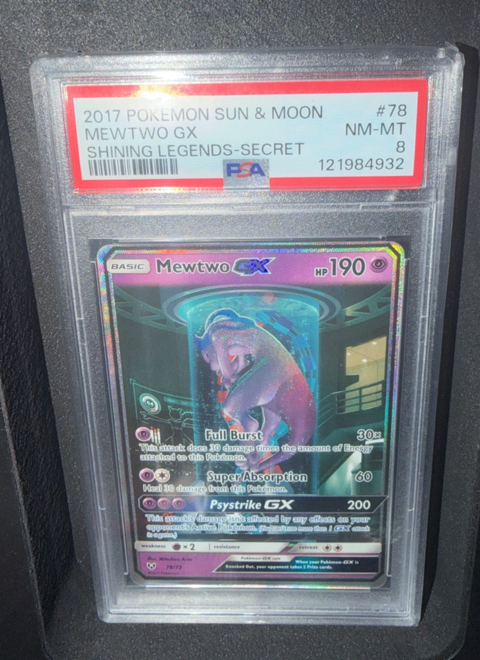 2017 Pokemon Sun & Moon 78/73 Mewtwo GX Shining Legends Secret Art PSA 8