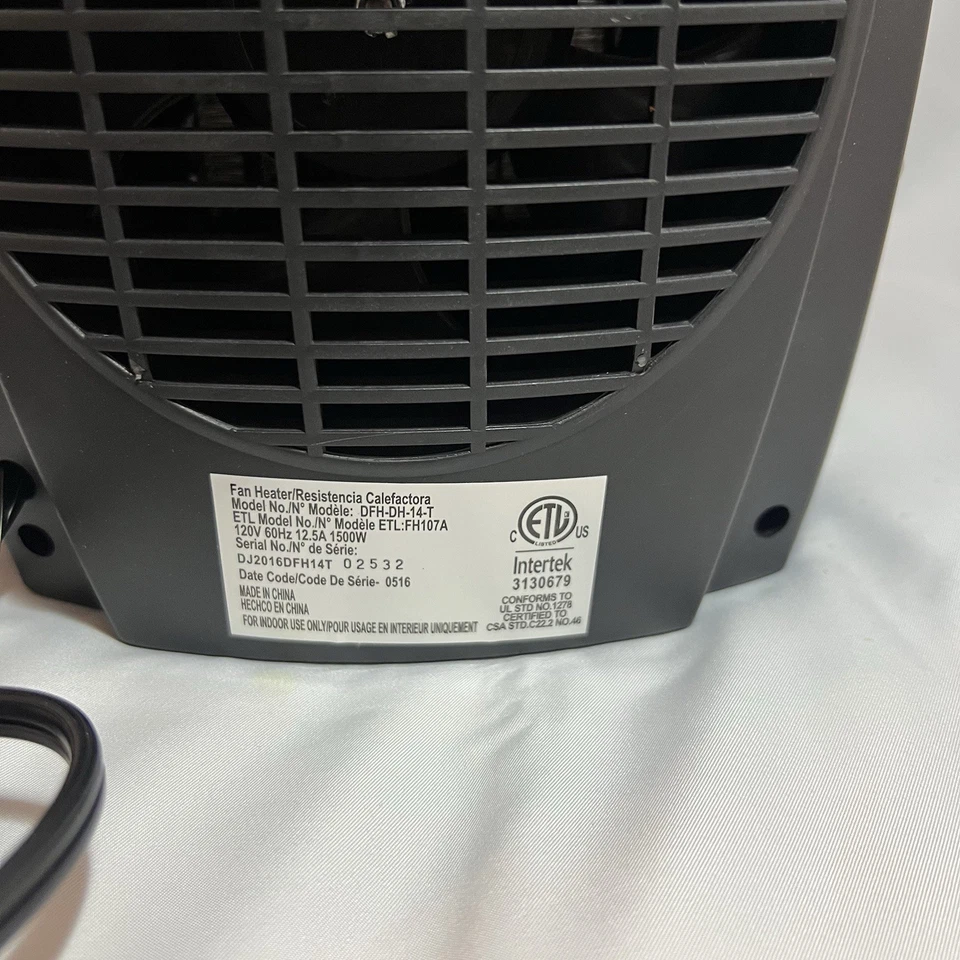 Calentador eléctrico portátil Duraflame de cerámica 1500 W #DFH-DH-14-T probado funcionando Foto 3 de 4