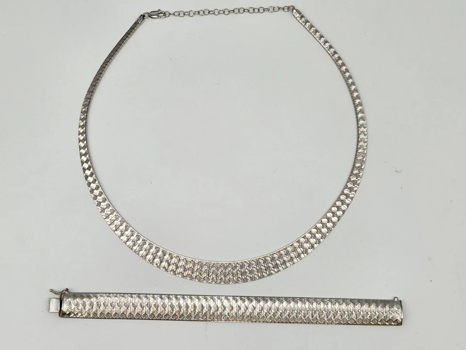 Technibond 纯银 925 意大利克娄巴特拉项链手链套装 16-20 英寸 — 第 3/4 张图片