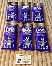 LUVS DIAPERS PLATINUM PROTECTION BLUEY DIAPERS-SIZE 4, 18 COUNT-NEW 