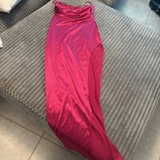 Windsor Pink Ruched Maxi Dress XL Open Back Formal Gown Flaw