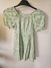 Matalan Girls Green Broderie Anglaise Tiered Dress Age 8-9 Years 134cm Summer