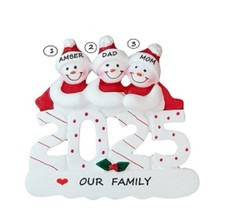 Personalized 2025 Snowman Family of 3 Christmas Ornament