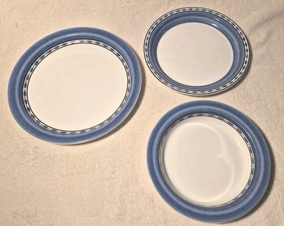 Dansk Belgian Blue Bistro Cafe Soup Cereal Salad Bowl Dinner Salad Bread Plate 3