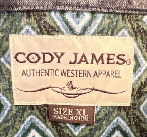 Cody James Hemd Herren Azteken Druckknopf Western Cowboy Ranch Grün Größe XL - Bild 2 von 7
